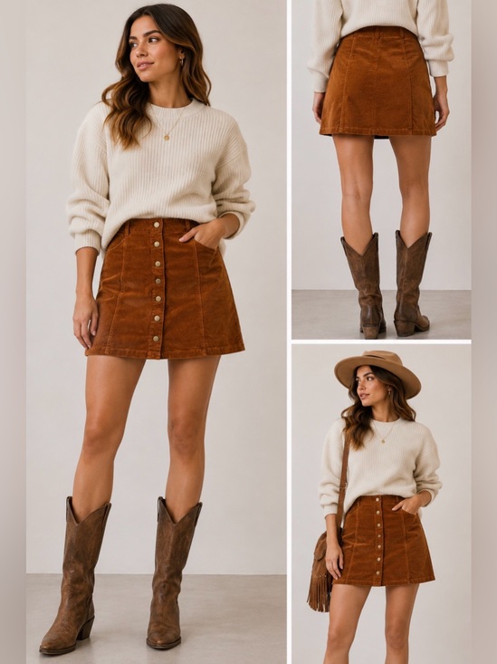 Anthropologie Dresses & Skirts - Anthropologie White Crow Corduroy Button-Front Mini Skirt Size M